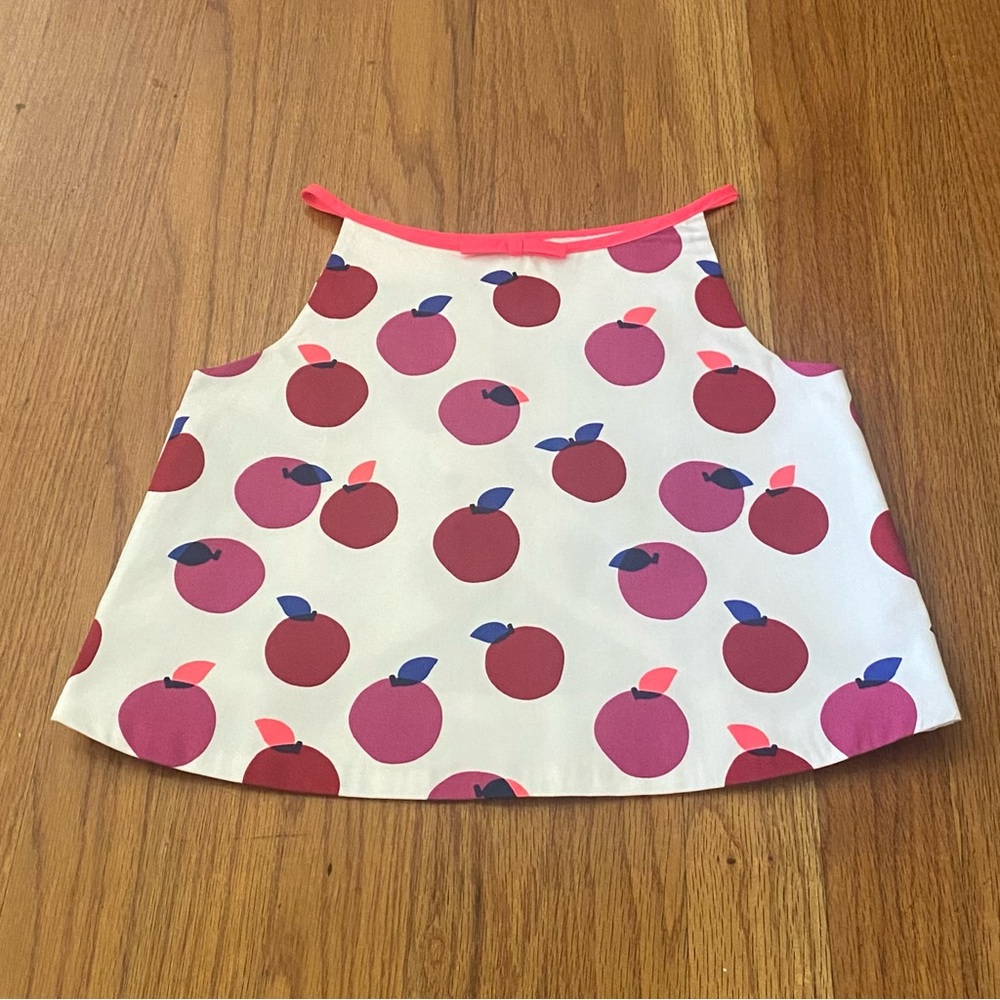 Jacadi White Cross Back Tank Top with Apple Print